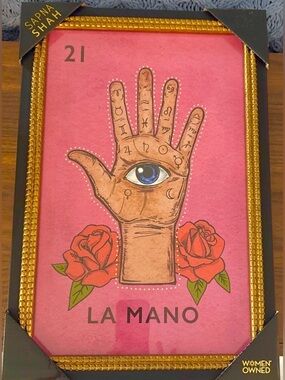 NEW SAPNA SHAH La Mano Wall Art 12"x18" Lotería Card Palm Reading Tarot Art.